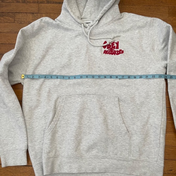 Obey Records Hoodie Heather Grey L - Picture 7 of 8